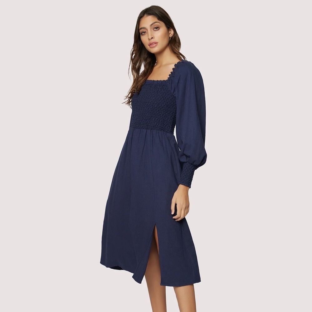 NWT - Lost + Wander - Midnight Sky Smocked Midi Dress - Navy - M